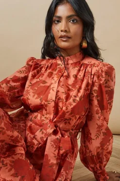 Organza Mini Shirt Dress