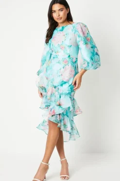 Organza Ruffle Tier Midi Dress