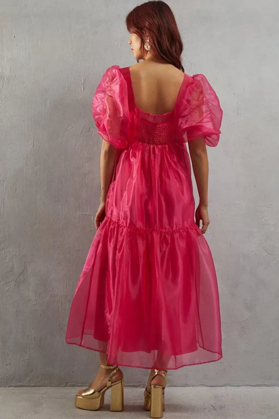 Organza Square Neck Midaxi Dress