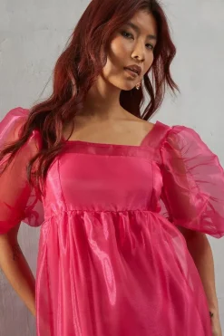 Organza Square Neck Midaxi Dress