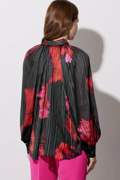 Oriental Floral Print Blouse