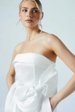 Origami Bow Front Twill Wedding Dress