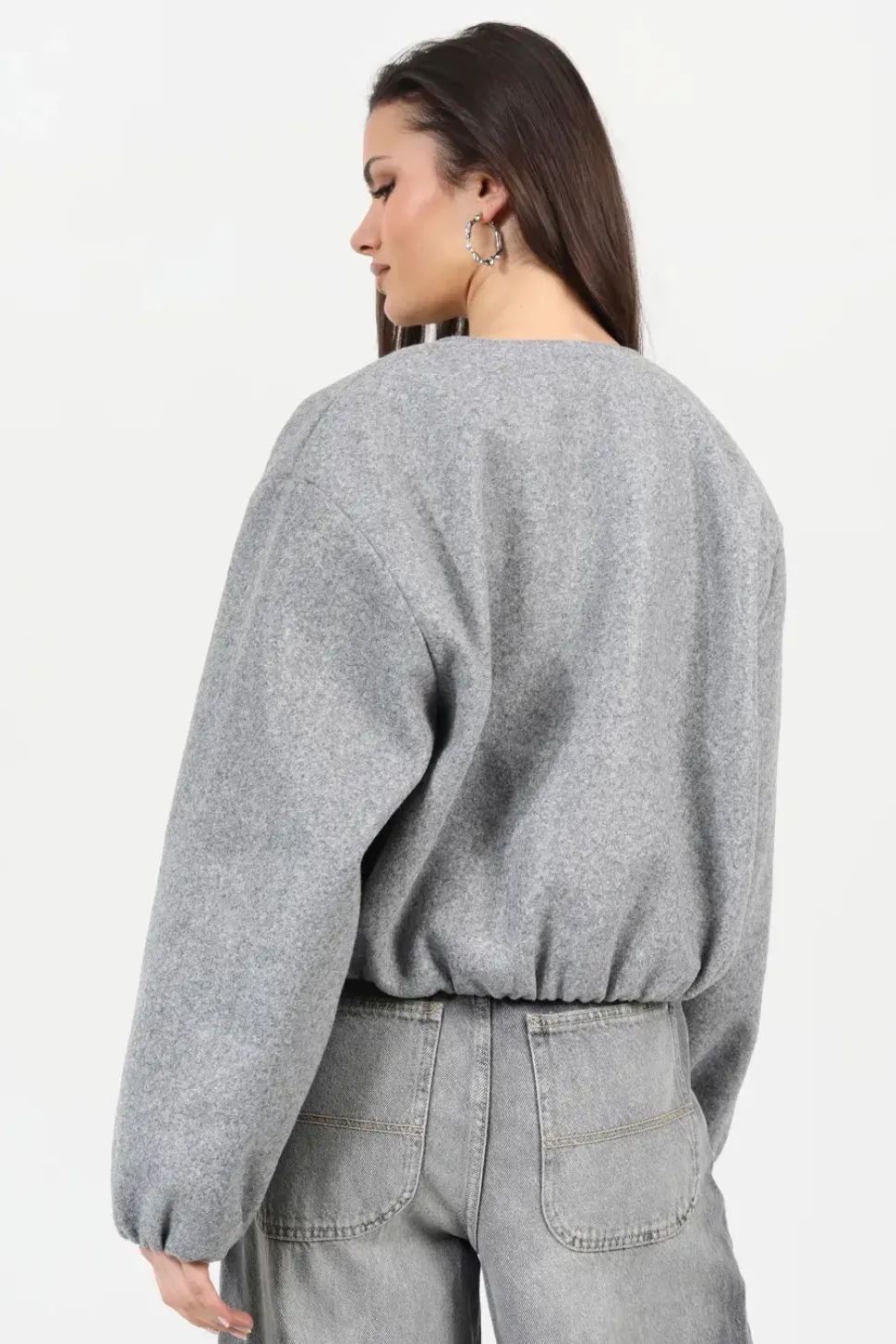Oversized Cropped Bomber Style Jacket