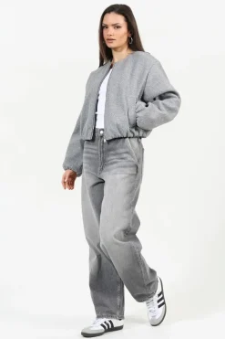Oversized Cropped Bomber Style Jacket