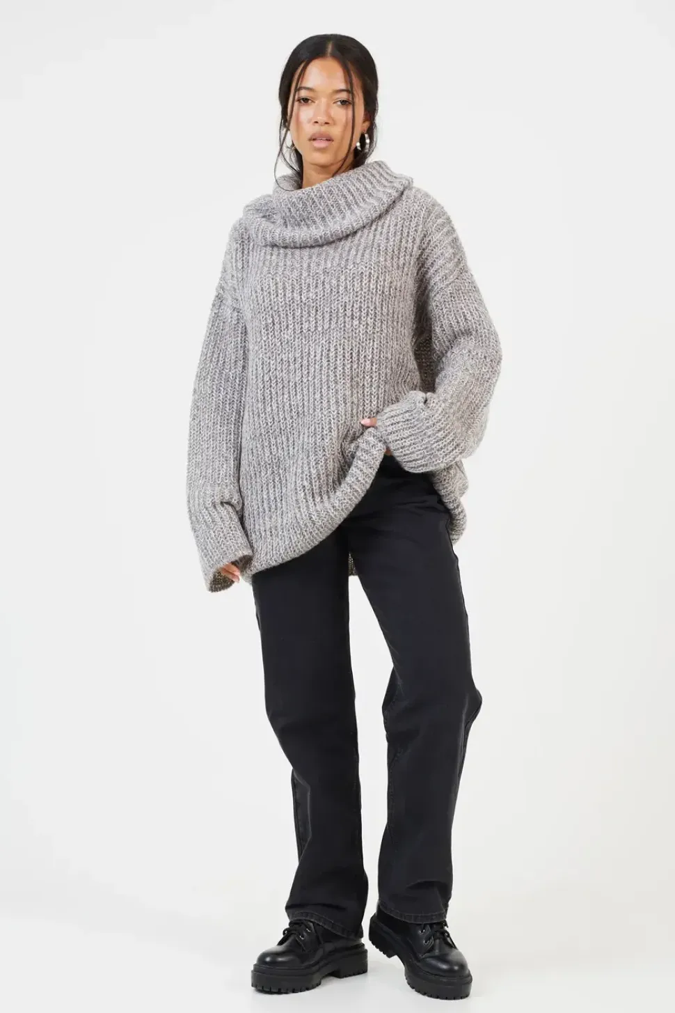 Oversized Fisherman Knit Roll Neck Jumper