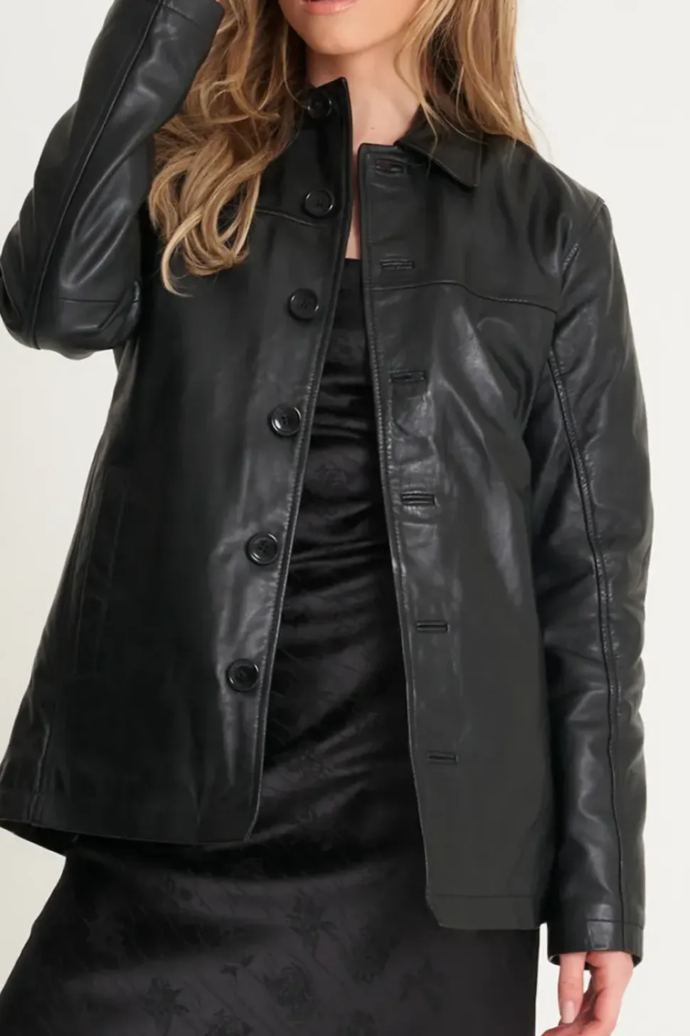 Oversized Leather Reefer