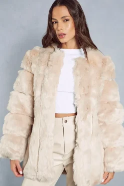 Oversized Luxe Panelled Faux Fur Coat