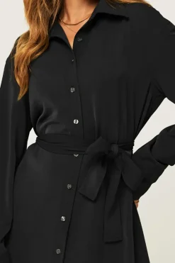 Oversized Rounded Side Split Mini Shirt Dress