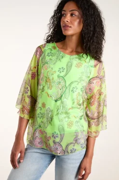 Oversized Sheer Paisley Layer Top