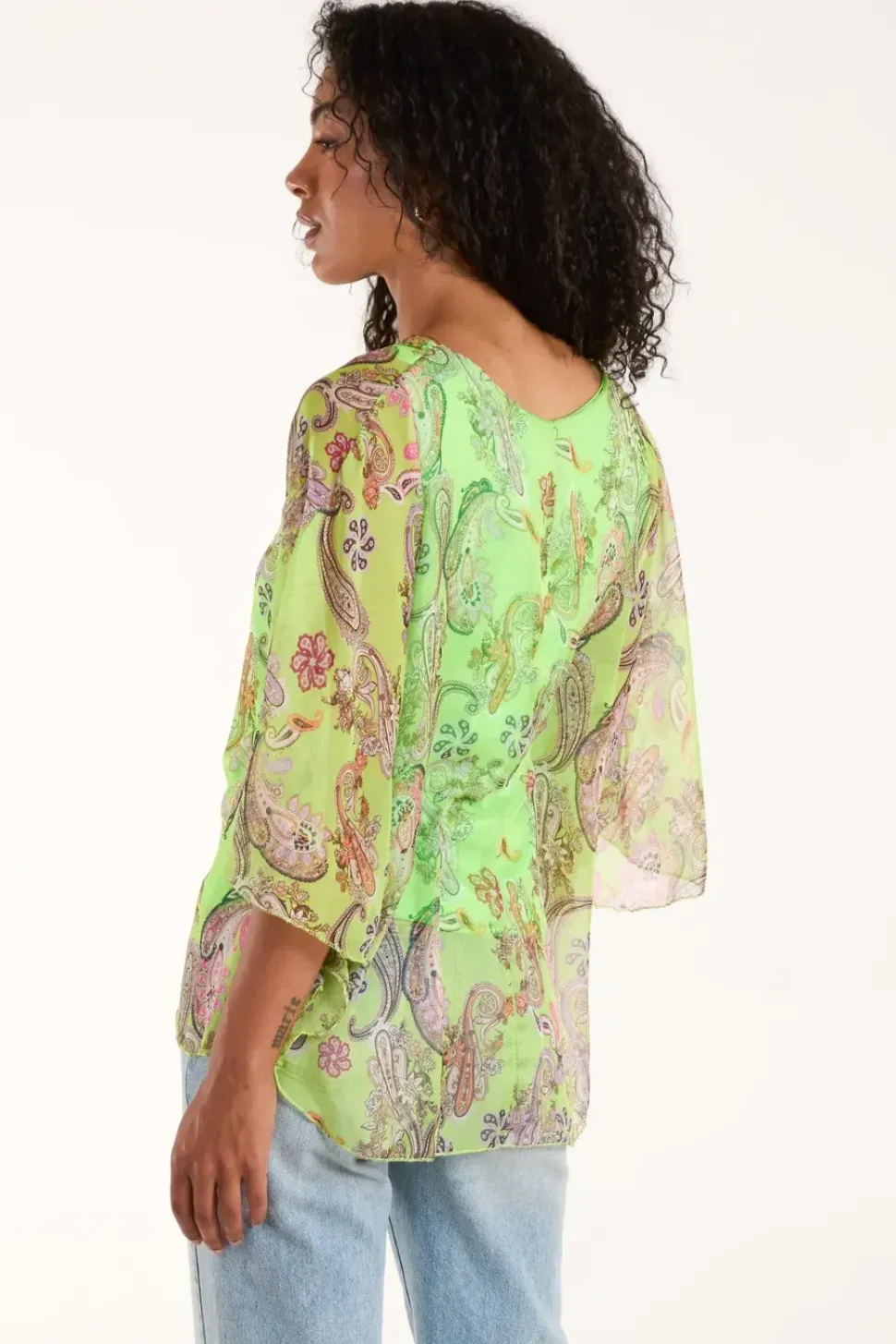 Oversized Sheer Paisley Layer Top
