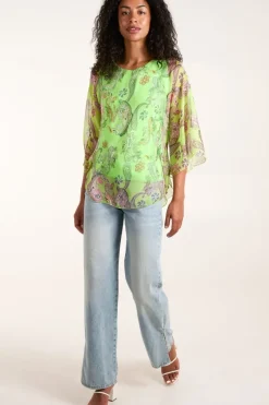 Oversized Sheer Paisley Layer Top