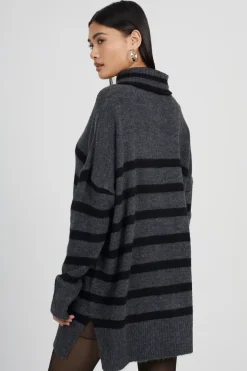 Oversized Striped Roll Neck Jumper