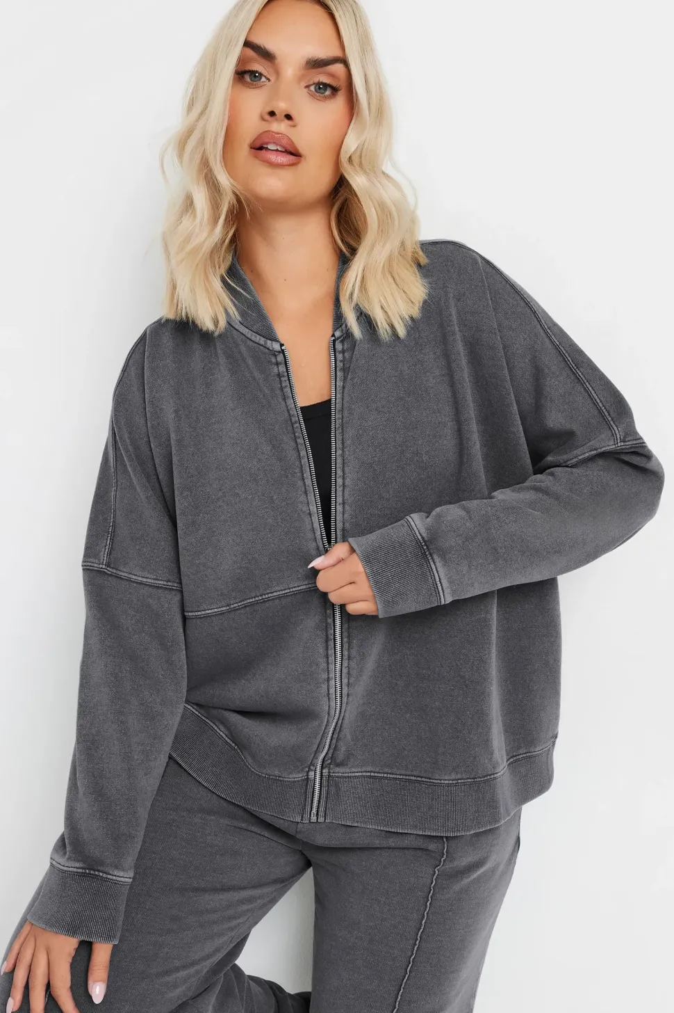Oversized Sweat Bomber Jacket