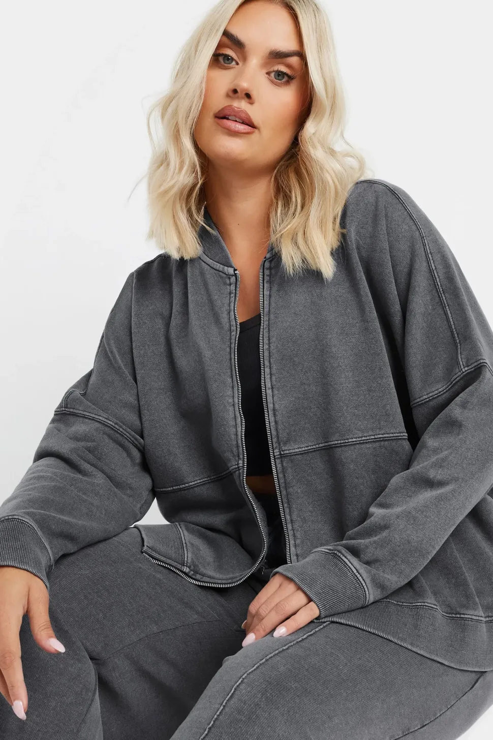 Oversized Sweat Bomber Jacket