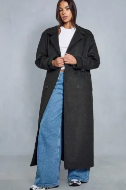 Oversized Utility Wool Look Trench Coat
