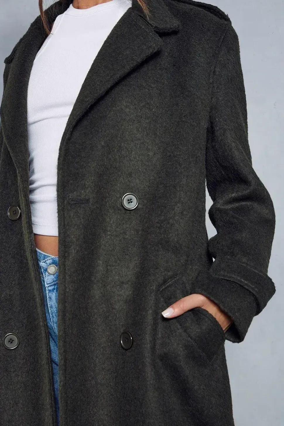Oversized Utility Wool Look Trench Coat