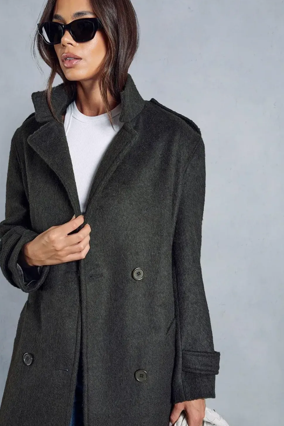 Oversized Utility Wool Look Trench Coat