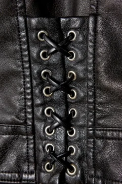 Oversized Whipstitch Detail Leather Jacket