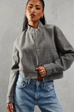 Oversized Wool Look Bomber Jacket