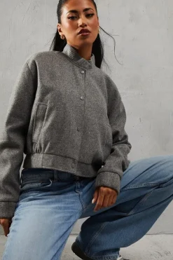 Oversized Wool Look Bomber Jacket