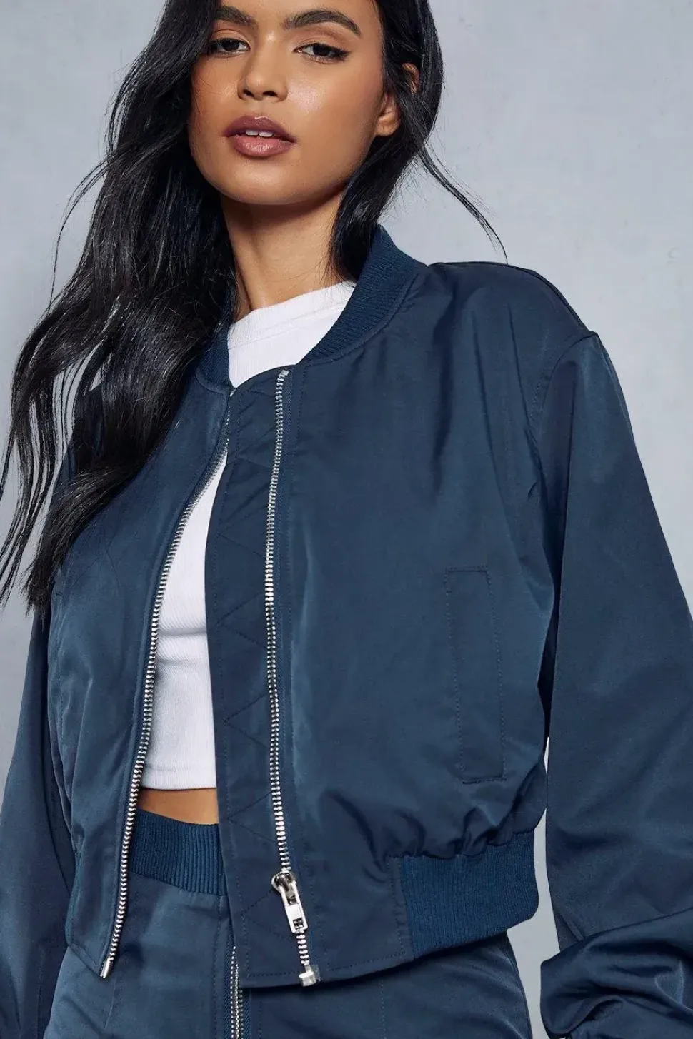 Oversized Woven Cropped Bomber