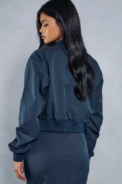 Oversized Woven Cropped Bomber