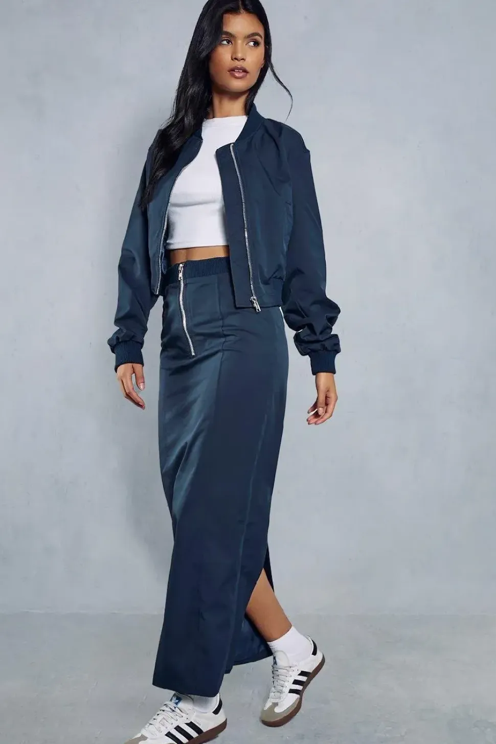 Oversized Woven Cropped Bomber
