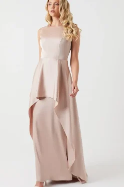 Overskirt Satin Bridesmaid Maxi Dress