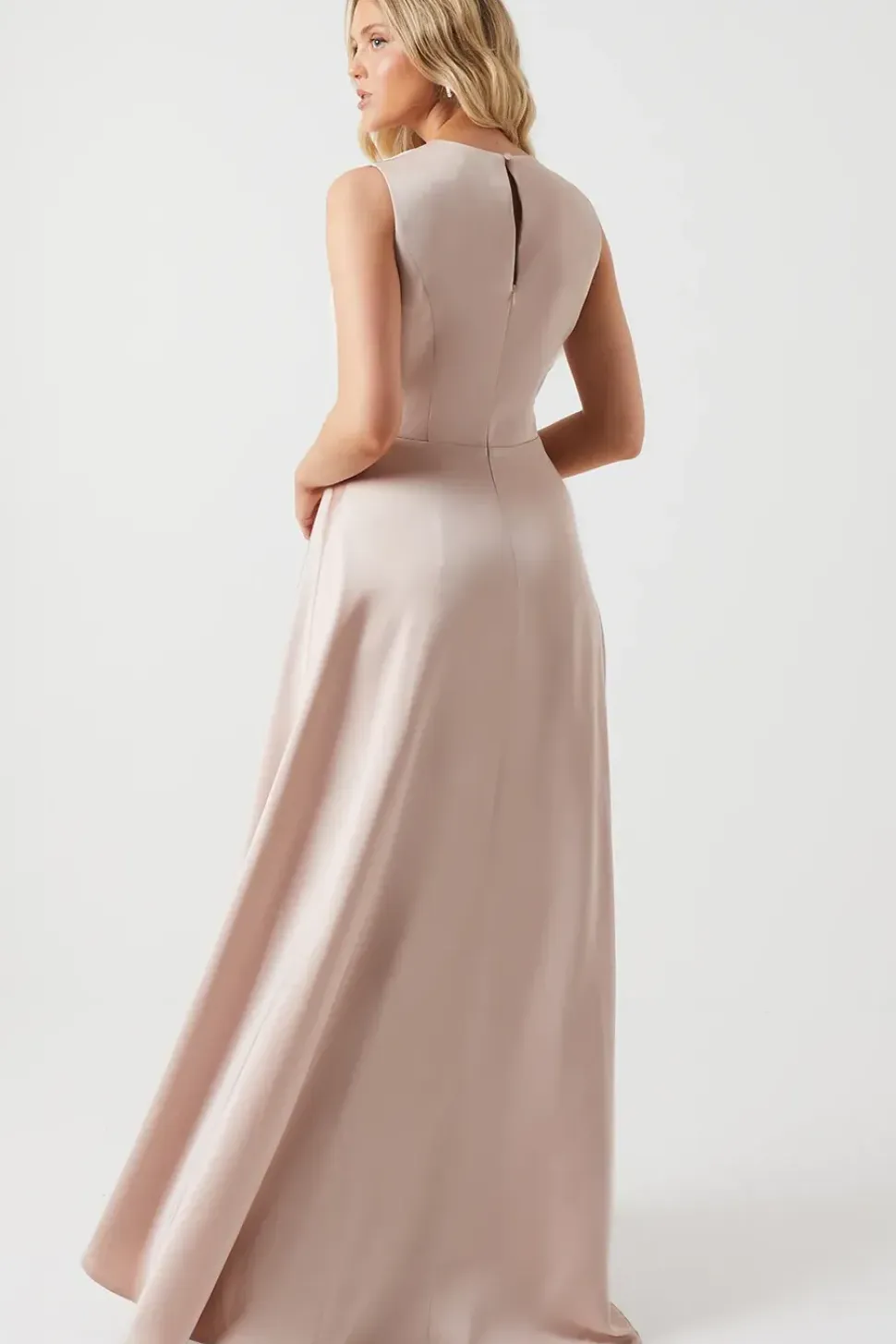 Overskirt Satin Bridesmaid Maxi Dress