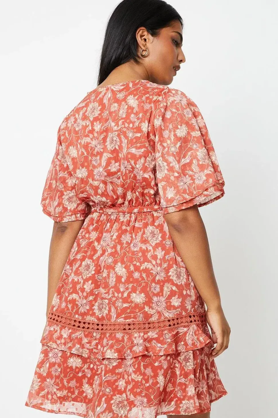 Paisley Dobby Chiffon Trim Insert Skater Dress