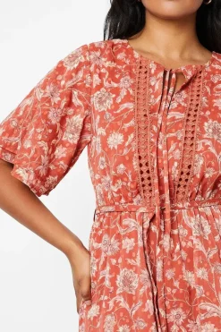 Paisley Dobby Chiffon Trim Insert Skater Dress