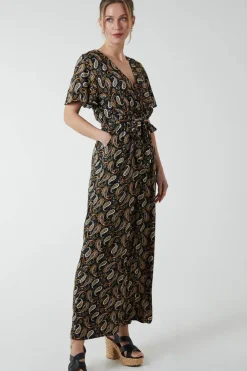 Paisley Floral Tie Waist Jumpsuit