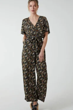 Paisley Floral Tie Waist Jumpsuit