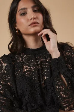 Paisley Lace High Neck Top