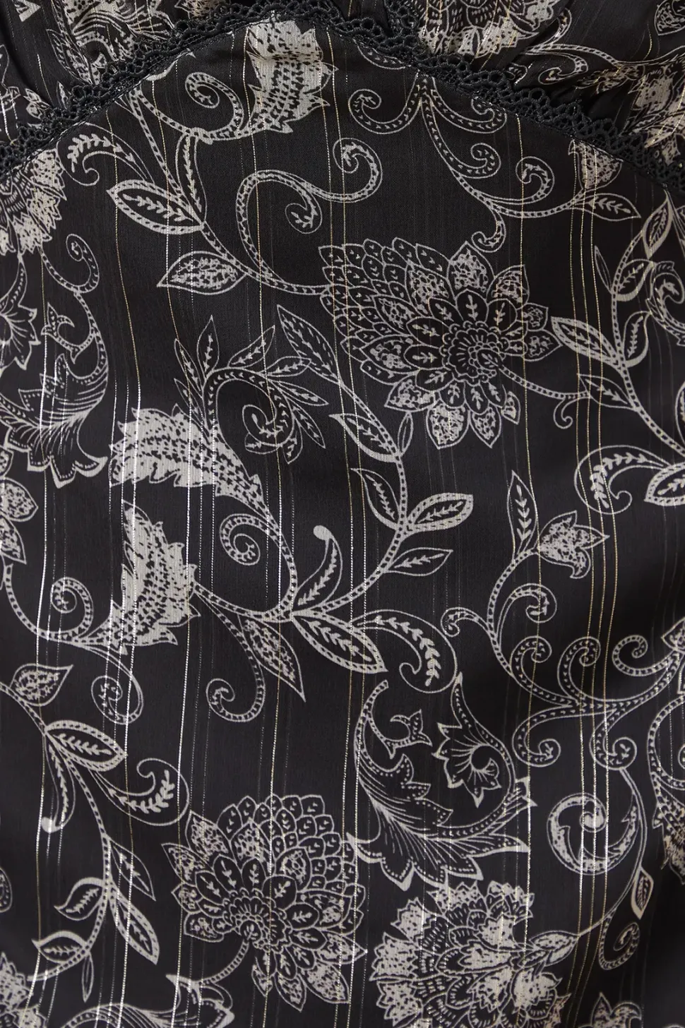 Paisley Lace Trim Metallic Chiffon Wrap Mini Dress