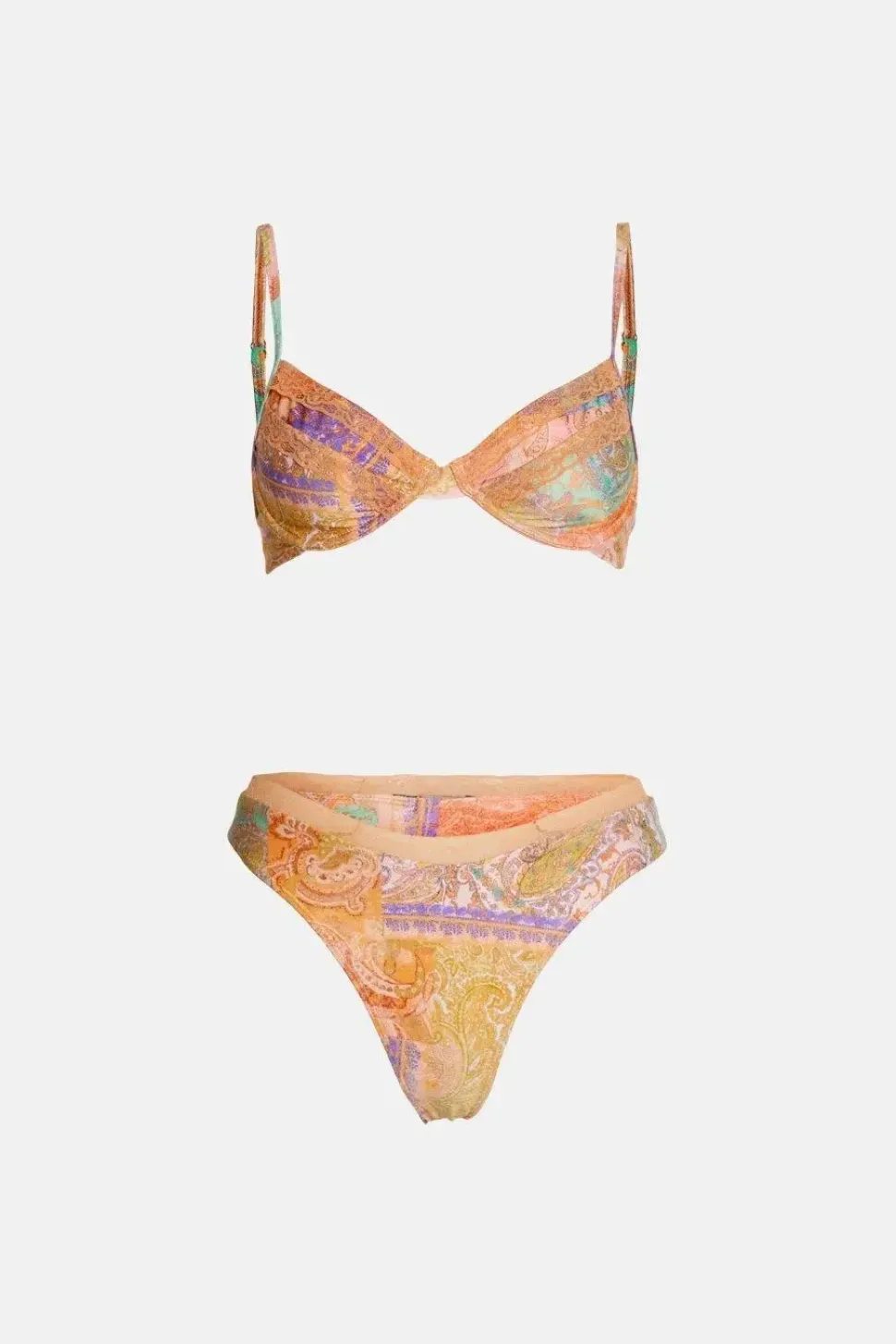 Paisley Lace Trim Underwire Bikini