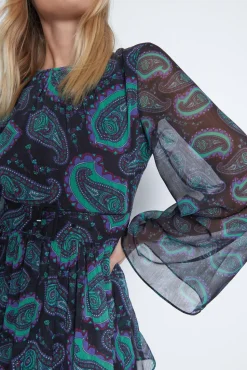 Paisley Layered Chiffon Mini Dress