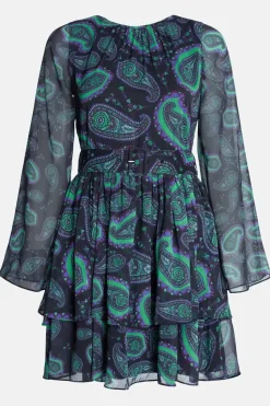 Paisley Layered Chiffon Mini Dress