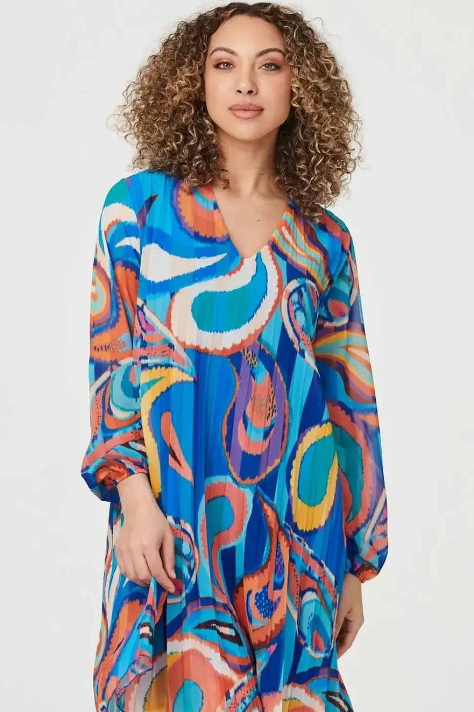 Paisley Long Sleeve Smock Dress