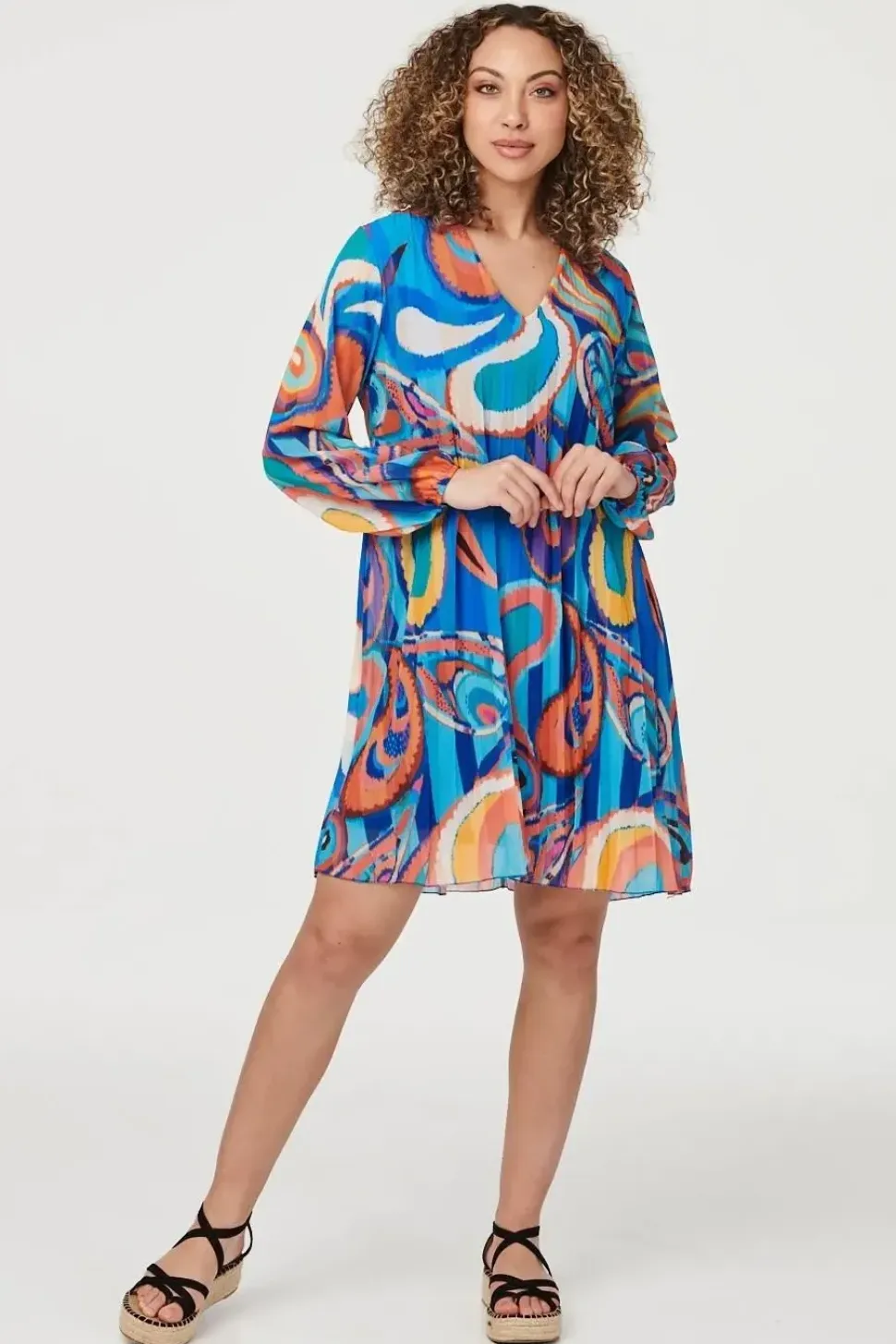 Paisley Long Sleeve Smock Dress
