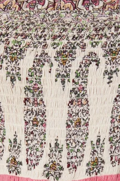 Paisley Patchwork Printed Crinkle Shirred Boddice Tie Strap Maxi Dress