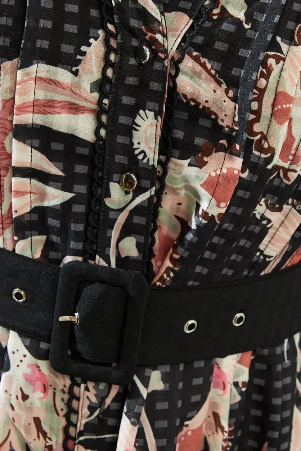 Paisley Print Belted Shirt Midi Dress