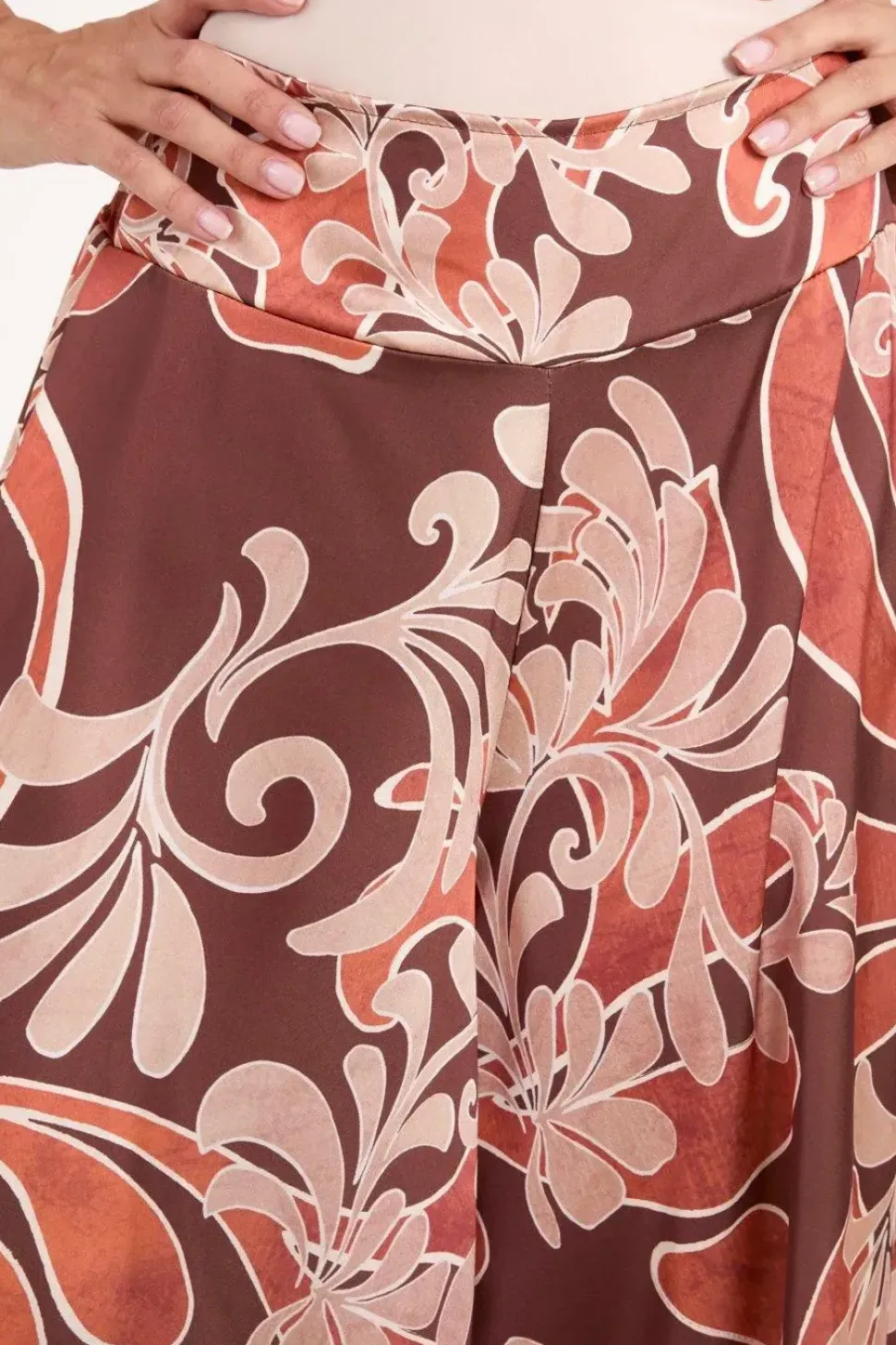 Paisley Printed Satin Wide Leg Culotte Trousers