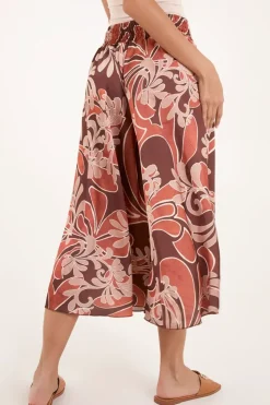 Paisley Printed Satin Wide Leg Culotte Trousers