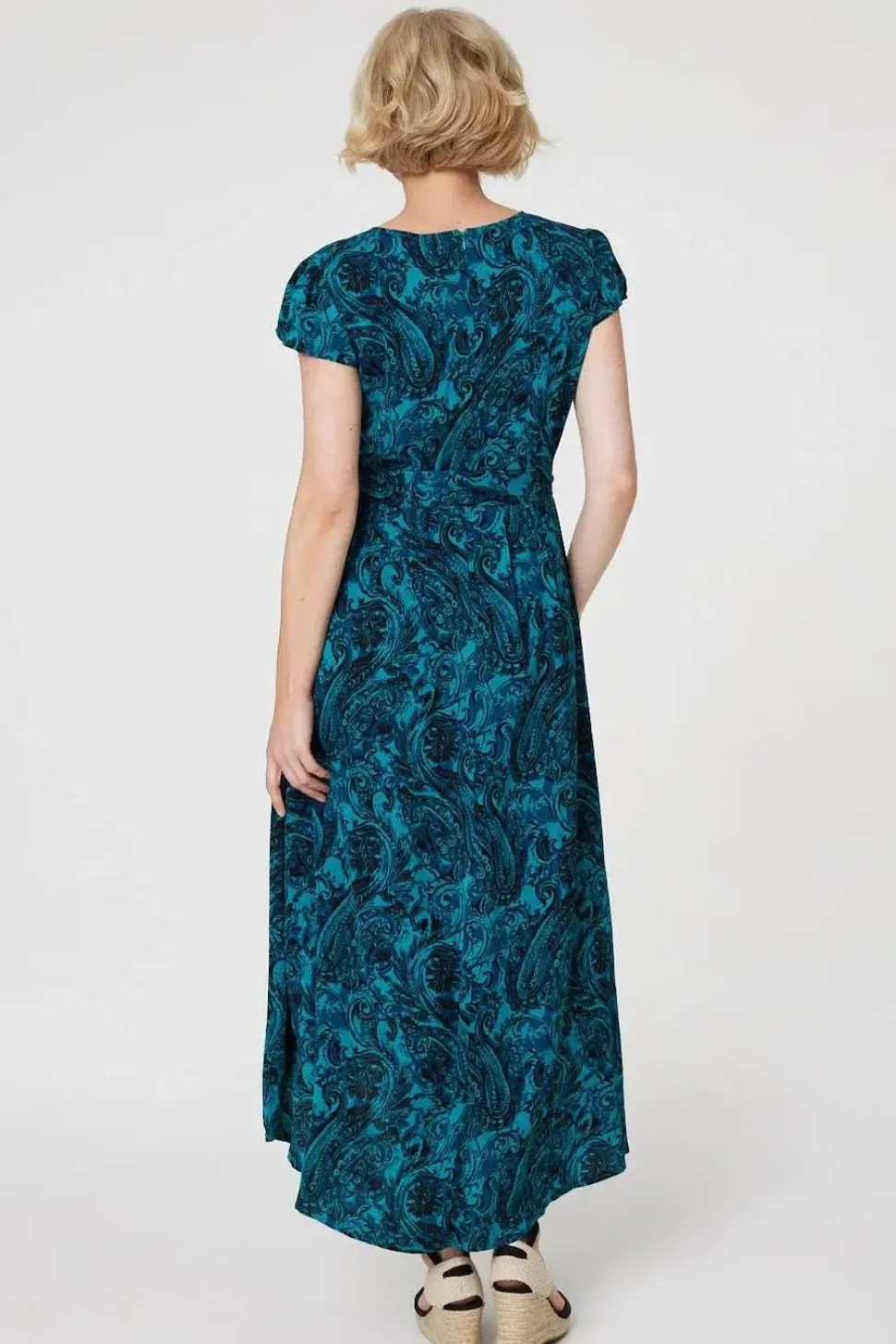 Paisley Print High Low Wrap Dress