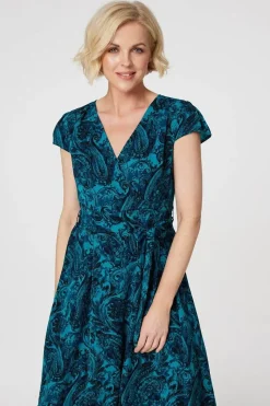 Paisley Print High Low Wrap Dress