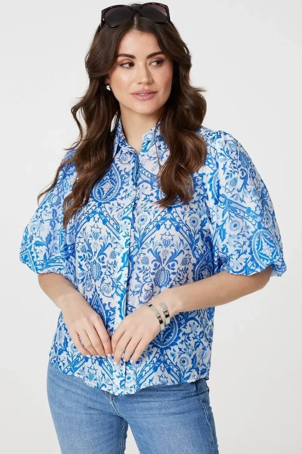 Paisley Print Puff 1/2 Sleeve Shirt