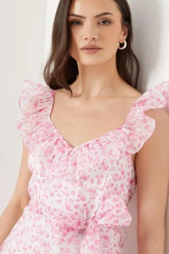 Paisley Ruffle Organza Maxi Dress