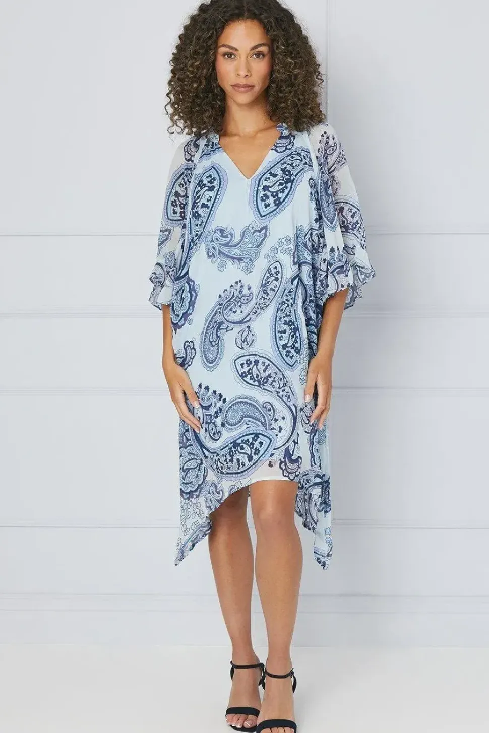 Paisley Ruffle Sleeve Shift Dress