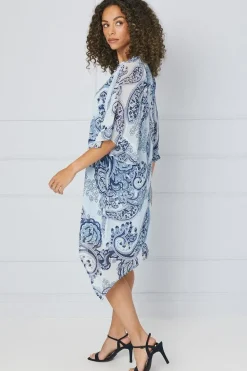 Paisley Ruffle Sleeve Shift Dress